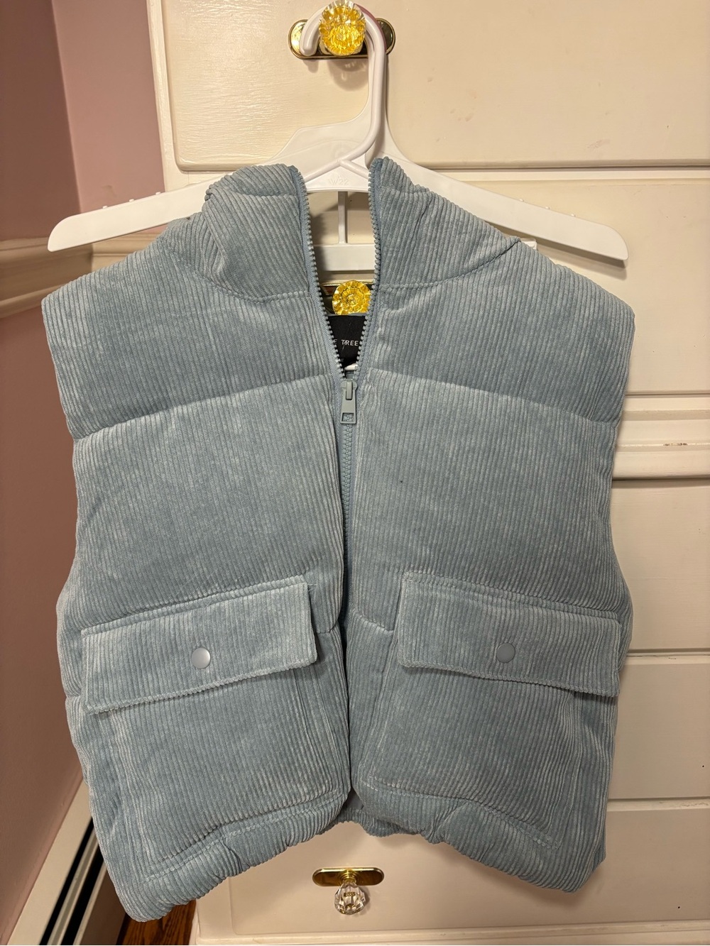 Kids Light Blue Corduroy Puffer Vest - Unbranded